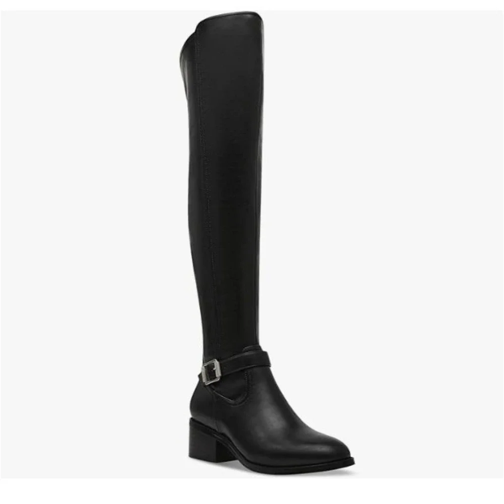 Dolce‎ Vita Elyse Over The Knee Boots Buckle Detail Black Sz 8.5 NEW